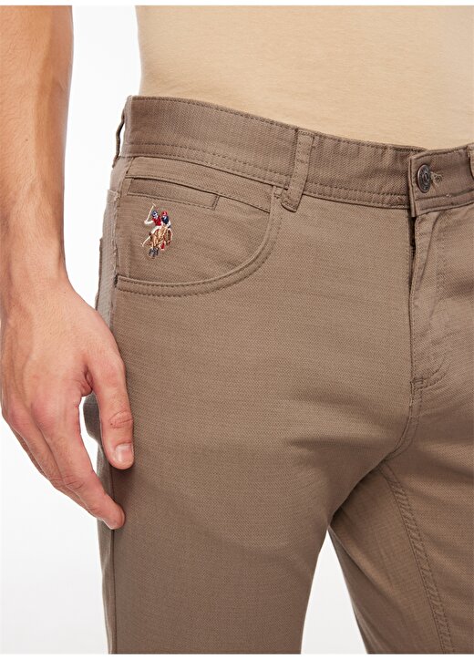 U.S. Polo Assn. Normal Bel Normal Paça Slim Fit Vizon Erkek Pantolon MICEL23K 4