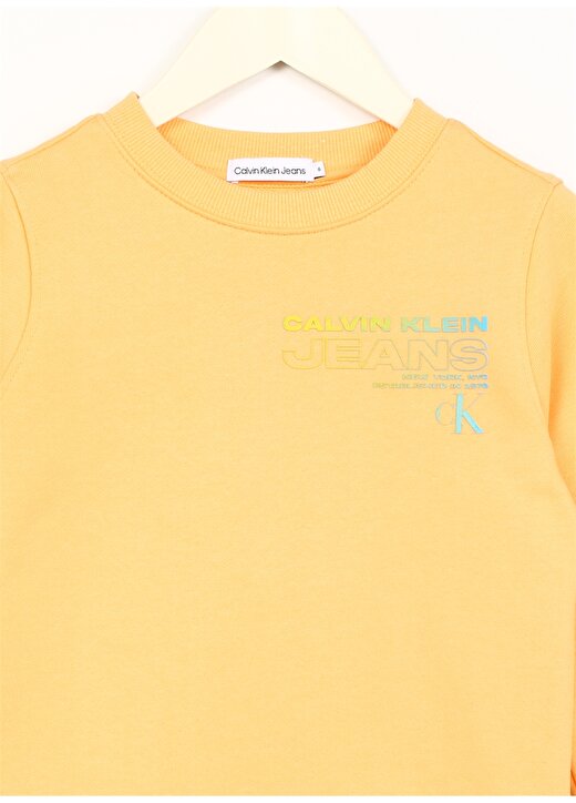 Calvin Klein Turuncu Erkek Çocuk Bisiklet Yaka Uzun Kollu Baskılı Sweatshirt IB0IB01764SFX 2