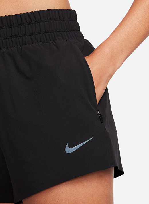 Nike Siyah - Gri - Gümüş Kadın Bol Paça Regular Fit Şort FB7628-010 W RUN DVN DF HR 3 SHORT 4