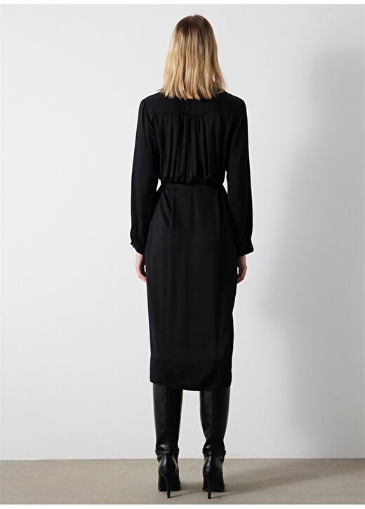 İpekyol Gömlek Yaka Siyah Midi Kadın Elbise IW6230002101001 2