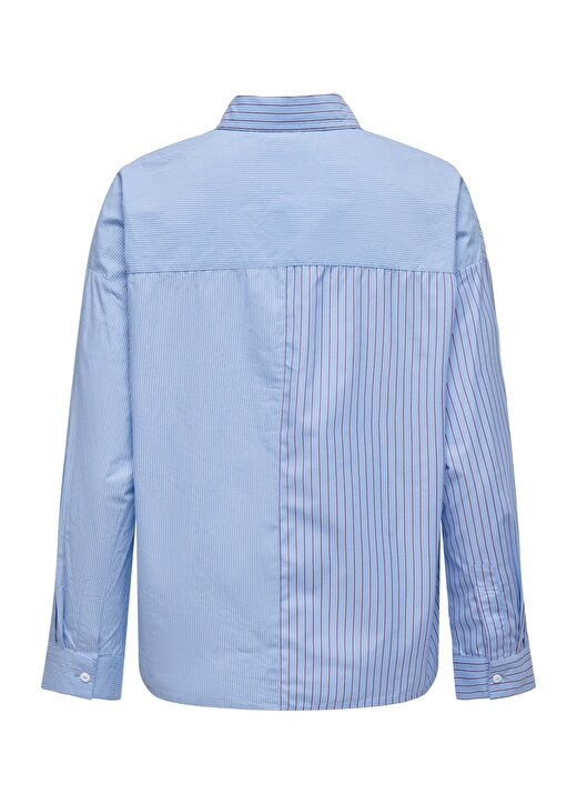 Only Normal Gömlek Yaka Çizgili Açık Mavi Kadın Gömlek ONLANNE LS MIX STRIPE SHIRT WVN 2