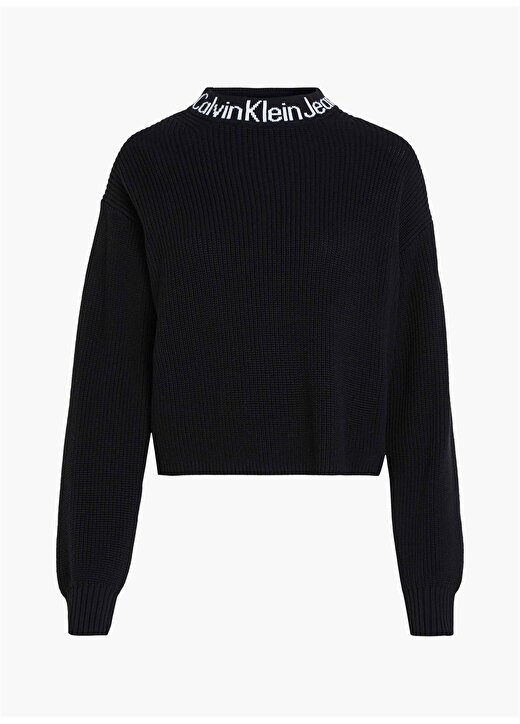 Calvin Klein Jeans Dik Yaka Normal Düz Siyah Kazak Kadın J20J222255BEH 3