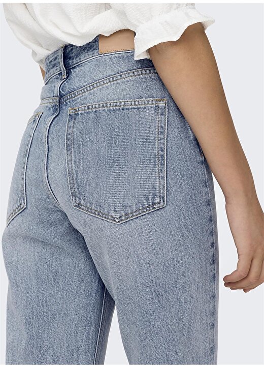 Only Yüksek Bel Geniş Paça Normal Açık Mavi Kadın Denim Pantolon ONLBILLIE EX HW STRAIGHT SLIT DNM D 2