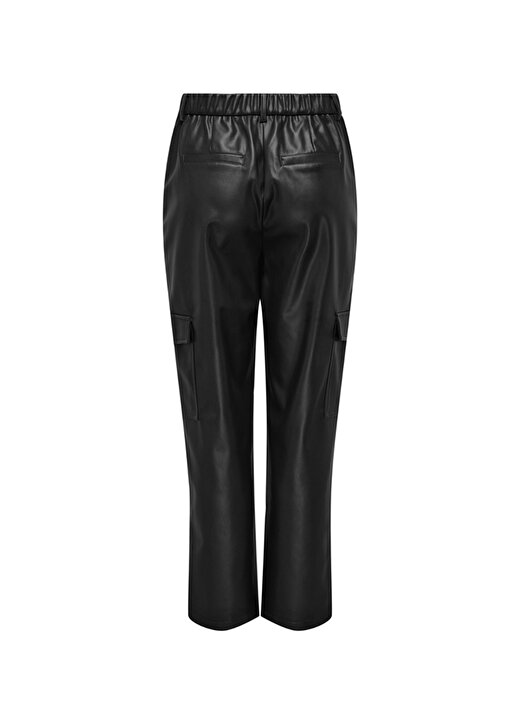 Only Yüksek Bel Normal Siyah Kadın Pantolon ONLKIM FAUX LEATHER CARGO PANT CC O 2