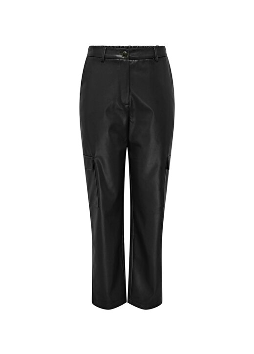 Only Yüksek Bel Normal Siyah Kadın Pantolon ONLKIM FAUX LEATHER CARGO PANT CC O 3