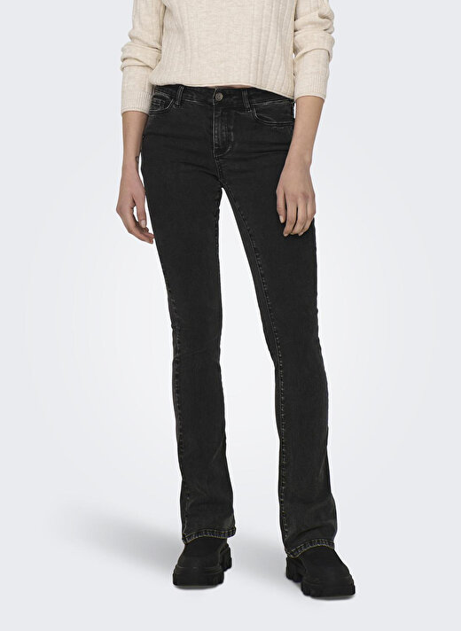 Only Normal Bel Geniş Paça Normal Siyah Kadın Denim Pantolon ONLROSE REG SWEET FLARED DNM BJ571 3