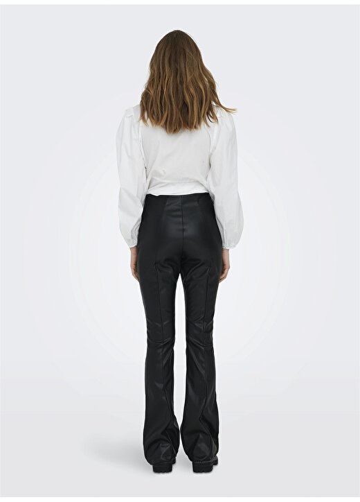 Only Yüksek Bel Geniş Fit Siyah Kadın Pantolon ONLIDINA HW FAU LEAT FLARE PANT CC 2