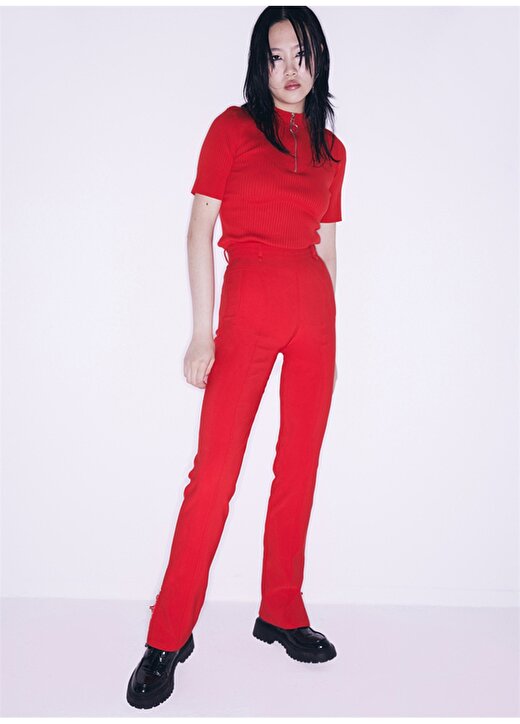 Twist Orta Bel Skinny Fit Kırmızı Kadın Pantolon TW6230003096034 1