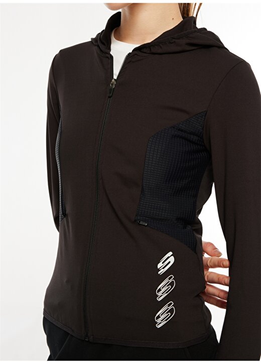 Skechers Siyah Kadın Fermuarlı Regular Fit Full Zip Sweatshirt 4