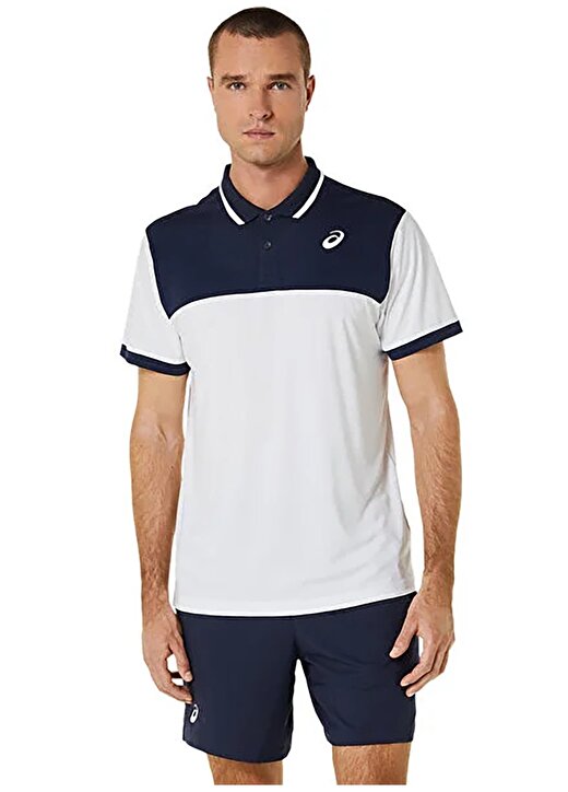 Asics Beyaz - Mavi Erkek Polo T-Shirt 2041A256-102 MEN COURT 1