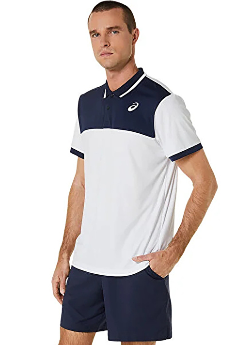 Asics Beyaz - Mavi Erkek Polo T-Shirt 2041A256-102 MEN COURT 3