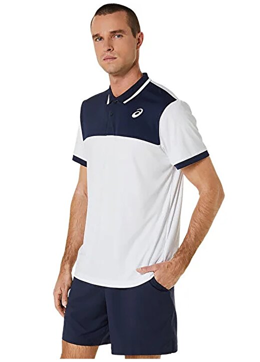 Asics Beyaz - Mavi Erkek Polo T-Shirt 2041A256-102 MEN COURT 3