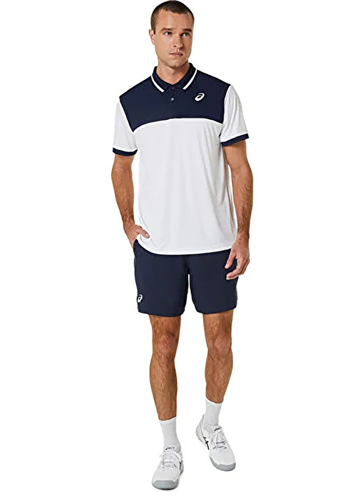 Asics Beyaz - Mavi Erkek Polo T-Shirt 2041A256-102 MEN COURT 4