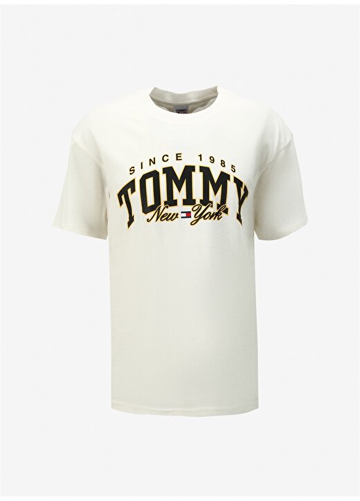 Tommy Jeans Bisiklet Yaka Baskılı Beyaz Erkek T-Shirt DM0DM17733YBH 1