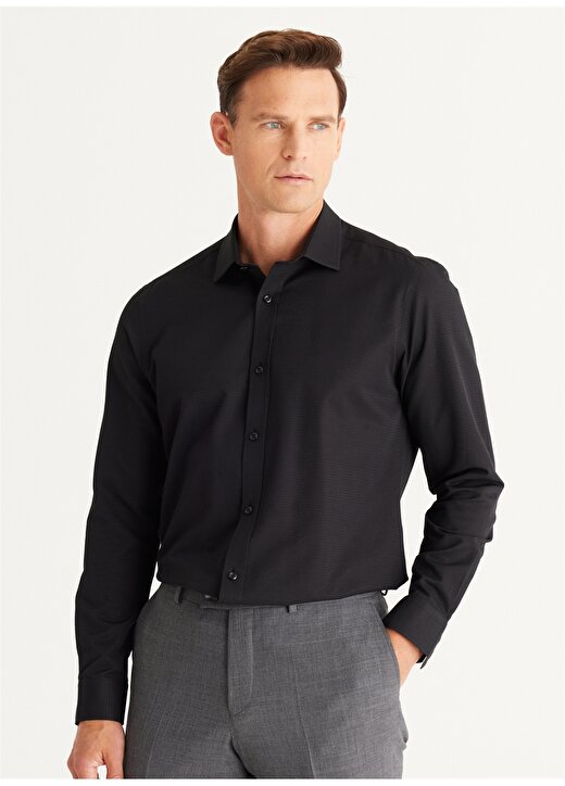 Altınyıldız Classics Slim Fit Klasik Yaka Siyah Erkek Gömlek 4A2024100012 1