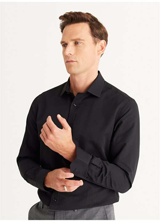 Altınyıldız Classics Slim Fit Klasik Yaka Siyah Erkek Gömlek 4A2024100012 2