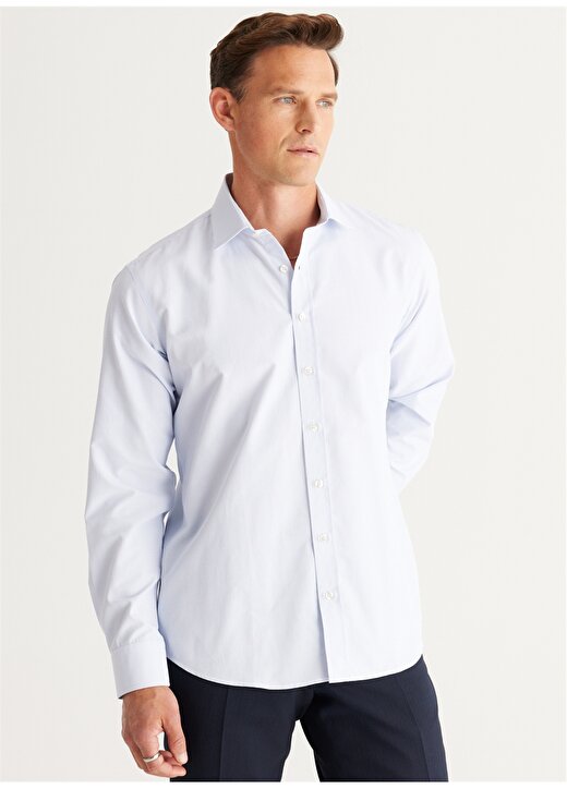 Altınyıldız Classics Comfort Fit Klasik Yaka Beyaz - Mavi Erkek Gömlek 4A2024100007 2