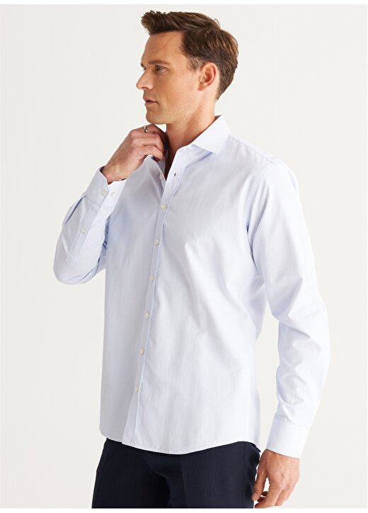 Altınyıldız Classics Comfort Fit Klasik Yaka Beyaz - Mavi Erkek Gömlek 4A2024100007 3