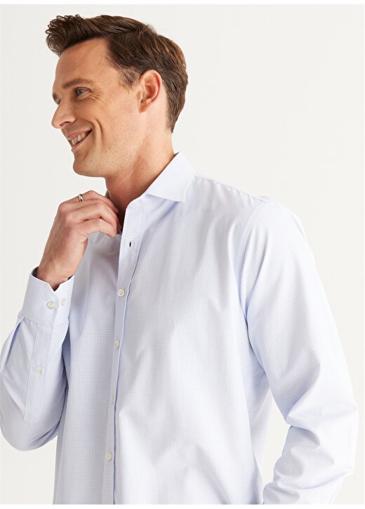 Altınyıldız Classics Comfort Fit Klasik Yaka Beyaz - Mavi Erkek Gömlek 4A2024100007 4
