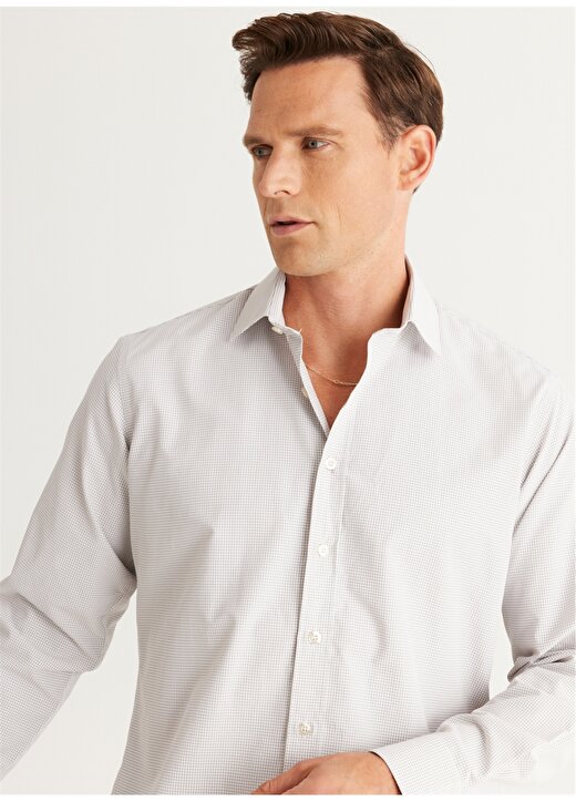 Altınyıldız Classics Comfort Fit Klasik Yaka Beyaz - Bej Erkek Gömlek 4A2024100007 3