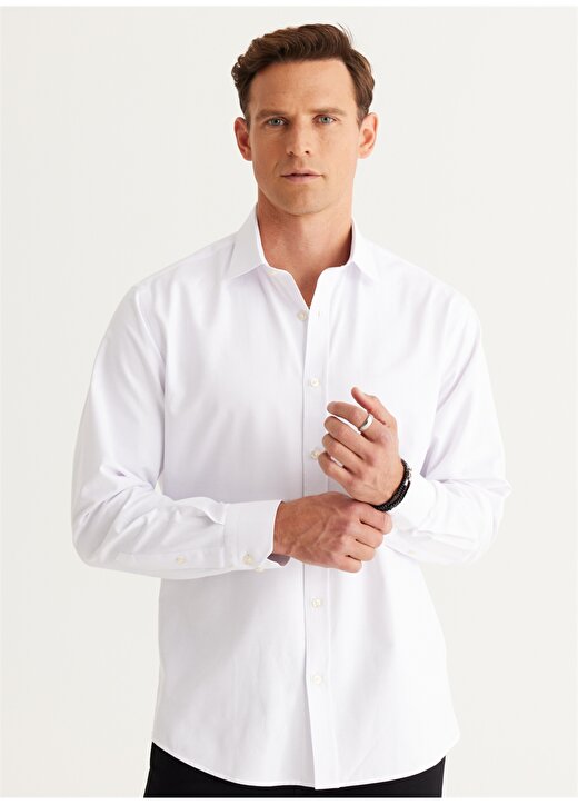 Altınyıldız Classics Comfort Fit Klasik Yaka Beyaz Erkek Gömlek 4A2024100002 4