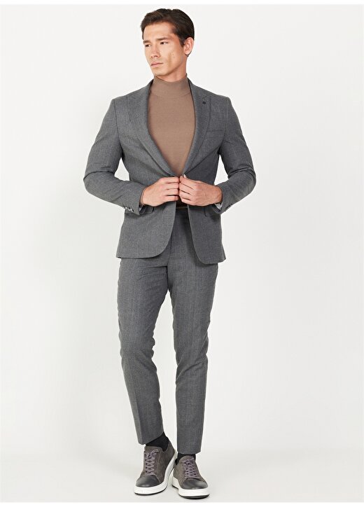 Altınyıldız Classics Normal Bel Slim Fit Koyu Gri Erkek Takım Elbise 4A3024100019 2