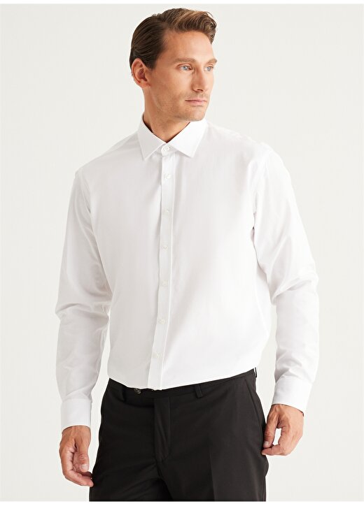 Altınyıldız Classics Comfort Fit Klasik Yaka Beyaz Erkek Gömlek 4C2024100021 3