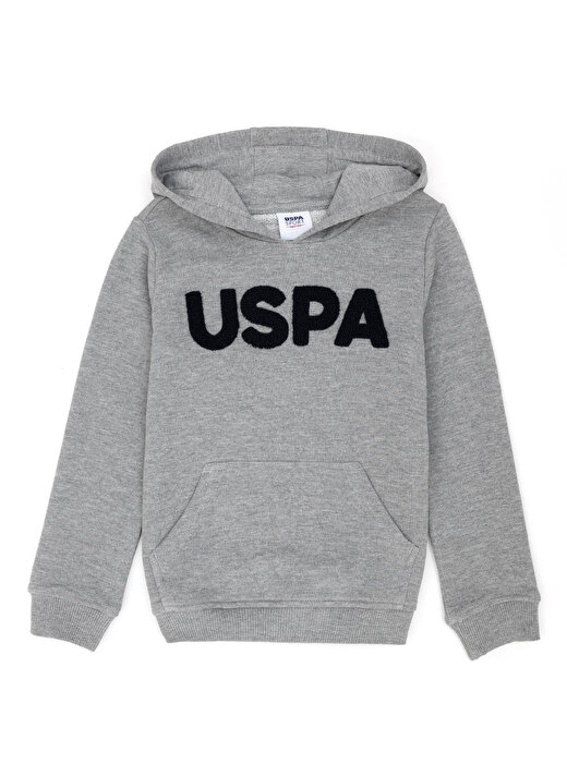 U.S. Polo Assn. Gri Melanj Erkek Çocuk Kapüşonlu Uzun Kollu Sweatshirt JAXELSK023    1