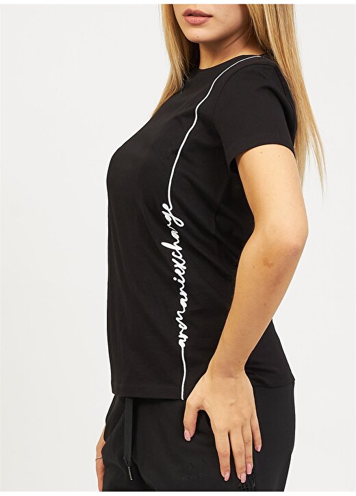 Armani Exchange Bisiklet Yaka Baskılı Siyah Kadın T-Shirt 6RYT05 3