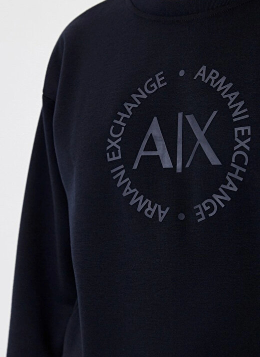 Armani Exchange Bisiklet Yaka Baskılı Lacivert Kadın Sweatshırt 8NYM67 4