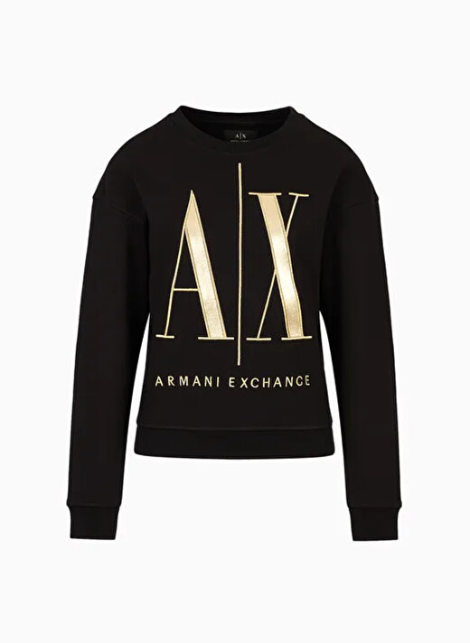 Armani Exchange Bisiklet Yaka Baskılı Siyah Kadın Sweatshırt 8NYM07 4