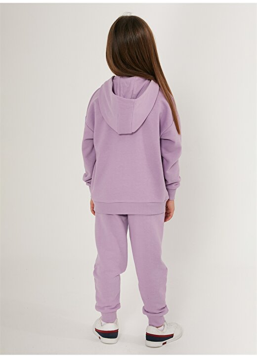 U.S. Polo Assn. Lila Kız Çocuk Kapüşonlu Lastikli Pijama Takımı US1628 4