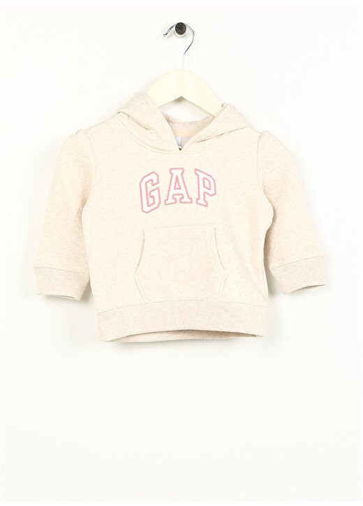 Gap Açık Gri Kız Bebek Kapüşonlu Uzun Kollu Baskılı Eşofman Üstü 618806-A 1