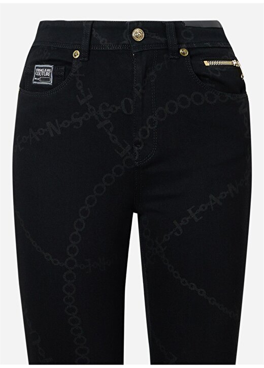 Versace Jeans Couture Yüksek Bel Dar Paça Normal Siyah Kadın Denim Pantolon 75HAB5X0 2