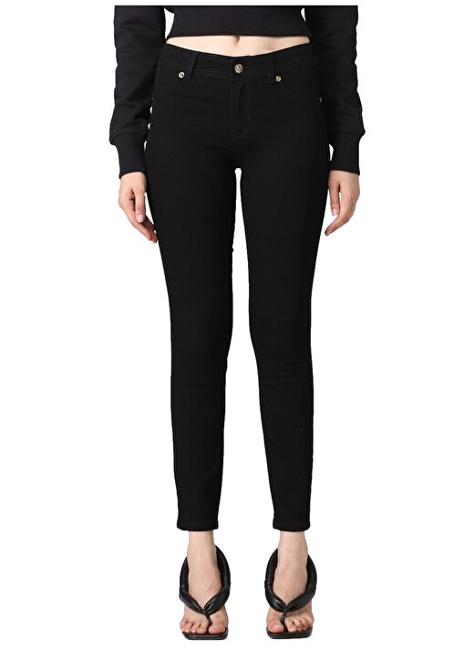 Versace Jeans Couture Yüksek Bel Dar Paça Normal Siyah Kadın Denim Pantolon 75HAB5J0 1