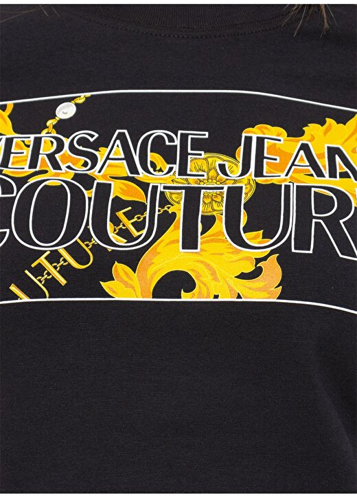 Versace Jeans Couture Bisiklet Yaka Baskılı Siyah Kadın T-Shirt 75HAHE01 3