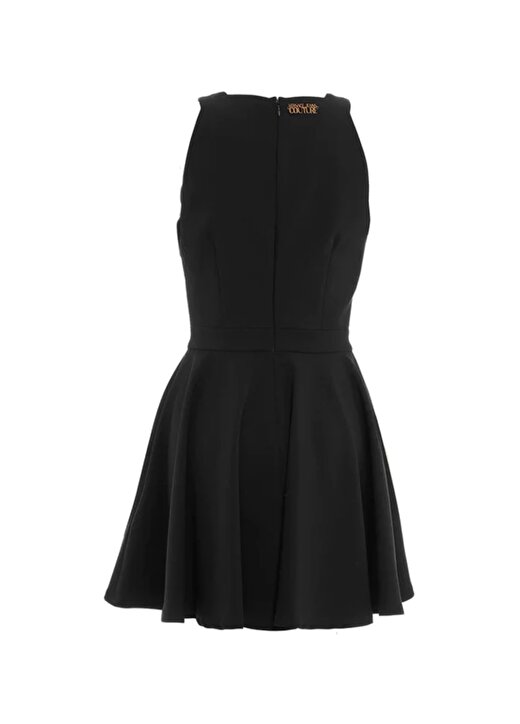 Versace Jeans Couture V Yaka Düz Siyah Mini Kadın Elbise 75HAO907 4