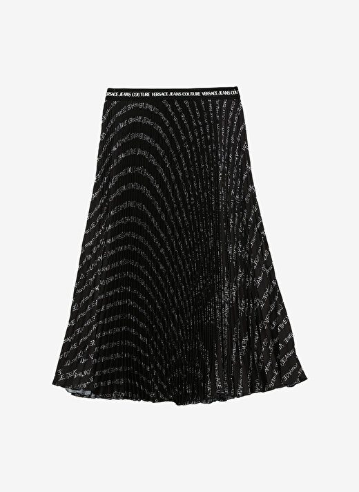 Versace Jeans Couture Yüksek Bel Siyah Kadın Desenli Midi Etek 75HAE808 1