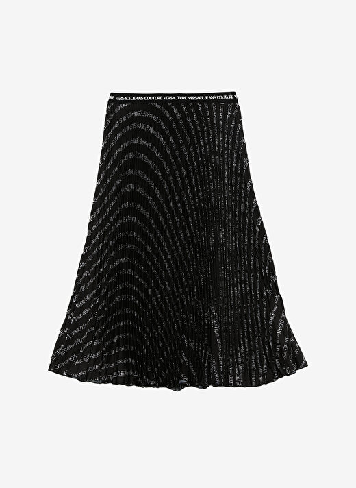 Versace Jeans Couture Yüksek Bel Siyah Kadın Desenli Midi Etek 75HAE808 2