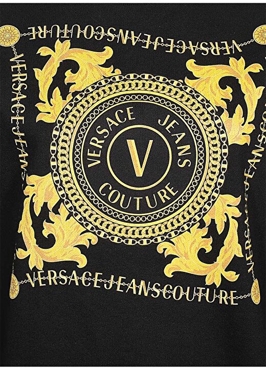 Versace Jeans Couture Bisiklet Yaka Baskılı Siyah Kadın Sweatshırt 75HAIF07 2