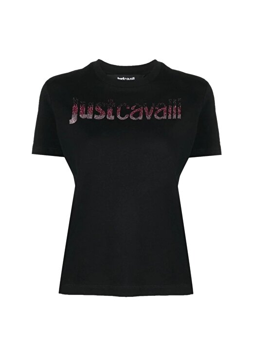 Just Cavalli Bisiklet Yaka Baskılı Siyah Kadın T-Shirt 75PAHE00 2