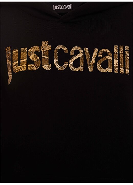 Just Cavalli Kapüşon Yaka Baskılı Siyah Kadın Sweatshırt 75PAIG01 2