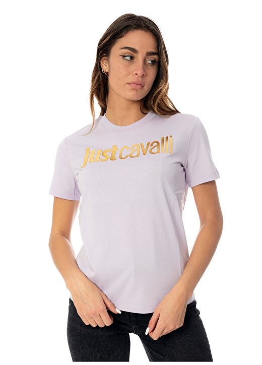 Just Cavalli Bisiklet Yaka Baskılı Beyaz Kadın T-Shirt 75PAHT00 1