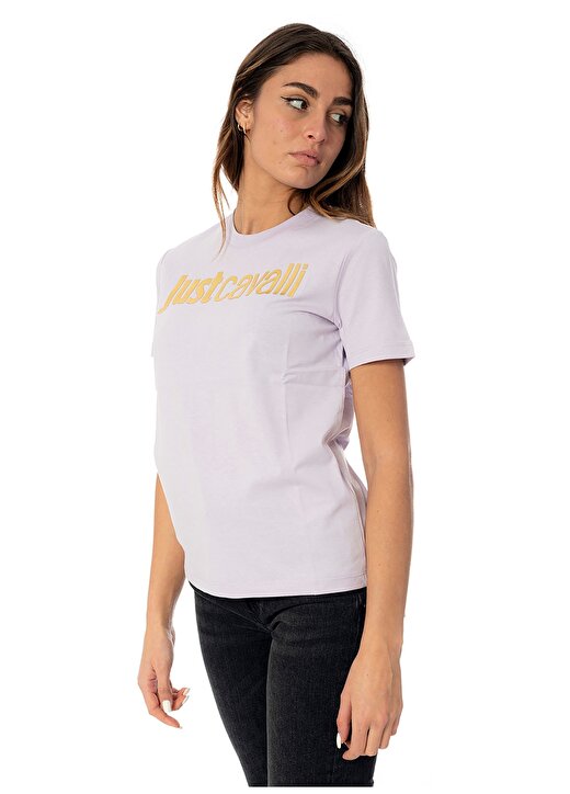 Just Cavalli Bisiklet Yaka Baskılı Beyaz Kadın T-Shirt 75PAHT00 2
