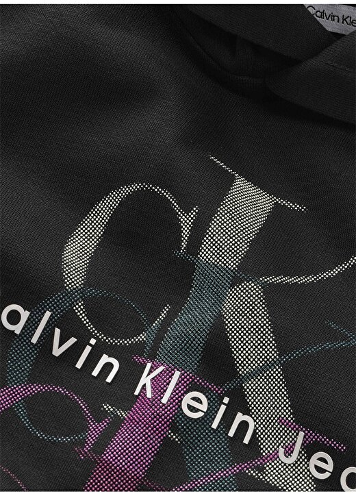 Calvin Klein Siyah Kız Çocuk Kapüşonlu Uzun Kollu Baskılı Sweatshirt IG0IG02211BEH 4