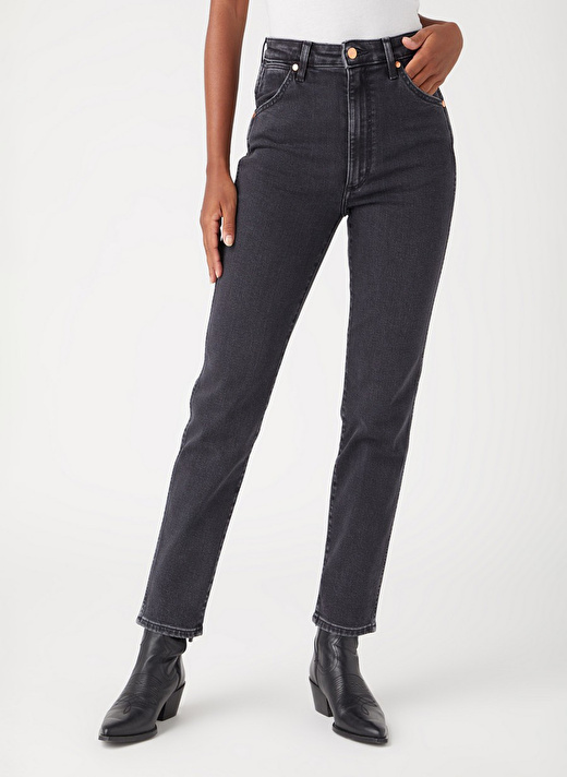 Wrangler Siyah Kadın Yüksek Bel  Denim Pantolon W2HCMR471 2