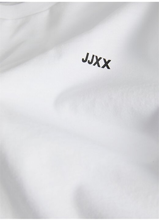 JJXX Bisiklet Yaka Baskılı Beyaz Kadın T-Shirt JXANNA REG SS EVERY LOGO TEE JRS NO 4