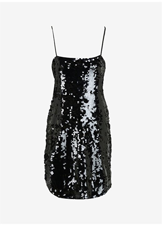 JJXX Klasik Yaka Payetli Siyah Standart Kadın Elbise JXAVA SEQUIN STRAP SHORT DRESS WVN 1