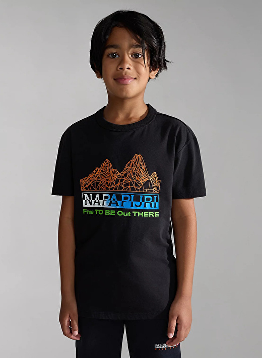 Napapijri Siyah Erkek Çocuk Yuvarlak Yaka Kısa Kollu T-Shirt NP0A4HGN0411 K S-FUJI    1