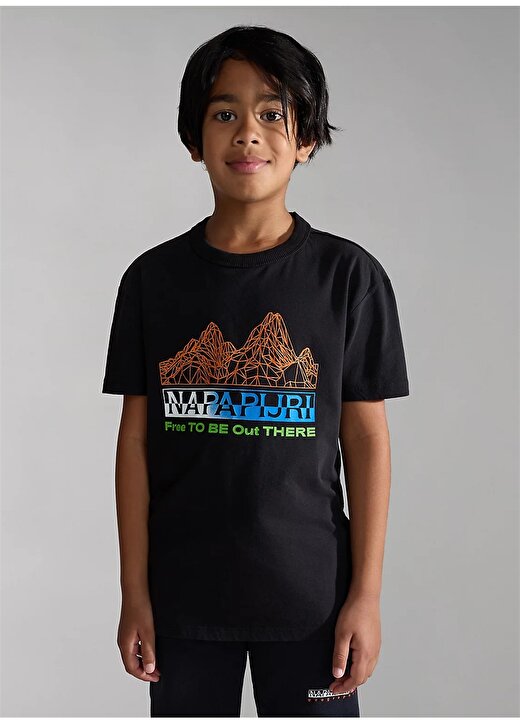 Napapijri Siyah Erkek Çocuk Yuvarlak Yaka Kısa Kollu T-Shirt NP0A4HGN0411 K S-FUJI 1